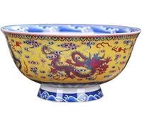 SBZIOJHDR Bols en céramique, Bol en céramique, bol à riz porcelaine de style palais antique chinois, 15,6 cm,17 pouces, poterie pied haut, motif dragon, vaisselle(4.5in)