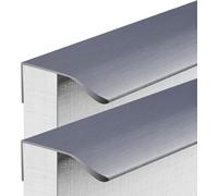 SBZIOJHDR poignée de porte, Poignées dissimulées for placards de cuisine, poignées tiroir à bord profilé, boutons meubles, gris brossé, lot 2(Hole distance 128mm)