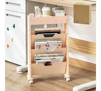 SBZIOJHDR Rangement pour Livres, Chariot à bibliothèque Mobile, étagère Portable, 3 Niveaux avec roulettes, étagères d'organisation de Classe, Petite