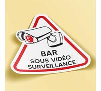 SC ® - Sticker/Autocollant - Bar sous Vidéo-Surveillance (Lot de 4 Stickers - 8 cm) - Sécurité Dissuasif Caméra Alarme - Fabrication Française