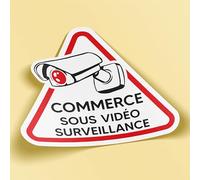 SC ® - Sticker/Autocollant - Commerce sous Vidéo-Surveillance (Lot de 4 Stickers - 8 cm) - Sécurité Dissuasif Caméra Alarme - Fabrication Française