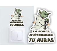 SC ® - Sticker/Autocollant - La Force D'Éteindre Tu Auras" - Interrupteur Humour Fun Cadeau - Fabrication Française (Lot de 2 Stickers)