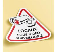 SC ® - Sticker/Autocollant - Locaux sous Vidéo-Surveillance (Lot de 4 Stickers - 8 cm) - Sécurité Dissuasif Caméra Alarme - Fabrication Française