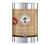 Scandic Oil OLI-NATURA pour meubles - Huile aspect bois brut - 1L - sans solvants, huile de bois invisible pour l'intérieur - meubles, tables, chaises, commodes, étagères - chêne, épicéa, pin, sapin