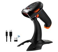Tera Lecteur de Code à Barres QR 2D avec Support 3 en 1 Compatible avec Bluetooth et 2,4 GHz sans Fil et Scanner de Codes-Barres Filaire USB Douchette Portable, HW0001