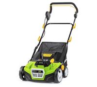 Scarificateur à batterie, 20 V, 38 cm, 16 lames, 5 niveaux de réglage (-12 à +6 mm)