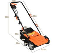 Scarificateur/aérateur de pelouse électrique 1500 W 32 cm avec bac 30 L et 3 niveaux de profondeur pour jardin entretien gazon