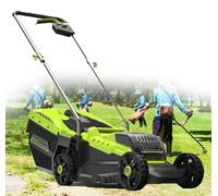 Scarificateur de pelouse électrique et déchaumeur, moteur de 15 A, profondeur réglable sur 3 positions, sac de collecte de 58 litres pour l'entretien de la cour et du jardin