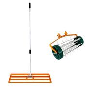 MonsterShop Scarificateur et niveleur de pelouse Ensemble 2‑en‑1 100 cm Orange Manuel