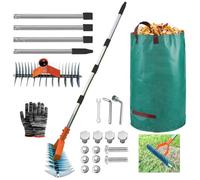 Scarificateur Gazon Manuel avec Manche 163 cm, Râteau Aérateur Sac à déchets de Jardin, pour Nettoyer Les Pelouses Mortes et Réparer Les Jardins (Orange, 163cm)