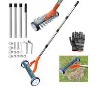 Scarificateur Manuel avec Roues,Verticuteur à Manche de 165 cm,Aérateur de Gazon avec Roues,Grattoir de Jardin en Métal,Orange