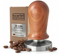 scarlet espresso | Tamper "Perfetto" pour barista ; calibré à 35 lbs de pression d'appui ; avec poignée en aluminium ou en bois précieux et base de précision en acier inoxydable, taille:41 mm, couleur