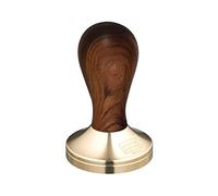 Scarlet espresso | Tamper « Classic Deluxe » pour barista ; avec manche ergonomique en bois précieux et base en laiton fabriquée avec précision (58 mm, bois de santal - rouge)