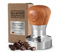 Scarlet Espresso | Tamper « Passion » pour barista ; avec manche ergonomique en PVC ou en bois précieux au choix et base en acier inoxydable de précision (49 mm)