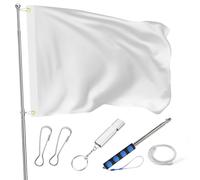 SCBOY Drapeau Personnalisable Blanc 90 X 150 Cm polyester Avec Mât Télescopique 2 Crochets Et Sifflet Muni D'œillets drapeau Personnalisé Pour Peindre Idéal Pour Les Fêtes De Famille Et D'entreprise