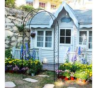 SCENDOR GARDEN Arche de Jardin en métal pour Plantes, Mariage Arche Arceau à rosiers Tuteur Colonne de Jardin,Jardin métal Arche Plantes Grimpantes Métal 240 x 115 x 40 cm Noir