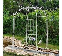 SCENDOR GARDEN Style français Arche à Rosiers tuteur Roses Arche de Jardin Arceau rosiers Support Plantes Grimpantes 271x207x207 cm Blanc