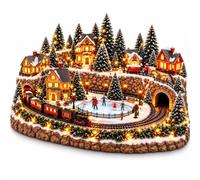 Scène de Train de Noël Animé & Patinoire, Prêt à Offrir, Design Pratique | Affichage Village De Noël Éclairé Avec Train Animé Et Détails Patinoire, Prêt À Partager, Pour Un Usage Quotidien Pratique