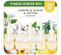 Scent-Hi Desodorisant Maison Recharge, 12 x 19 ml, 3 senteurs | Hawaï, Jasmin et Coton en alternance; compatible avec les diffuseurs électriques Air Wick et Glade