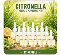 Scent-Hi Desodorisant Maison Recharge, Citronnelle, 12 x 19 ml | Senteur Citronnelle fraîche et citronnée; compatible avec les diffuseurs électriques Air Wick et Glade
