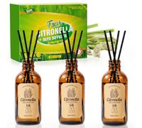 Scent-Hi Diffuseur à Bâtonnets Citronnelle 100ml x3, Coffret Parfum d’Intérieur sans Flamme pour Chambre, Bureau et Salle de Bain, Lot de 3 Diffuseurs pour la Maison, Idéal pour l’Été