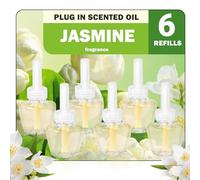 SCENTORINI Lot de 6 recharges d'huile parfumée, compatibles avec les prises Air Wick et Glade, 6 x 19 ml, parfum jasmin, parfum d'intérieur, huile parfumée