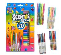 Scentos Fratelli Lot de 20 stylos à encre gel parfumés | Métallique, Néon, Couleurs primaires et pastel | Dessin, coloriage, écriture et cadeaux | Non toxique | Conçu aux États-Unis