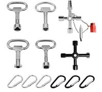 Scettar Lot de 12 Clé Multifonction,Clé Triangle Passe Partout offret edf/gaz/enedis/grdf,Multifonction Clef Passe Partout pour Armoire Electrique et Robinet
