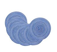 SCF2017 Lot de 6 sets de table ronds en fil de coton tissé 18 cm (bleu)