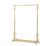 SCGSJZH Portant Vêtements sur Roulettes 150 cm avec 4 Freins - Organisateur de Penderie Métallique Moderne avec Étagère Inférieure - Rangement pour Chambre, Dressing et Boutique - Doré (120x180cm)