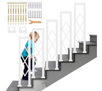 SCGSJZH Rampe Escalier Intérieure Main Courante en Forme de U avec Motif en Diamant Décoration, Garde Corps Antidérapants de Sécurité, Modernes Balustrade pour Couloir et Grenier (Blanc, 75cm)