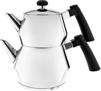 Schäfer Acier inoxydable 18/8 Théière Set de préparation du thé 2,0L + 1,0L convient à tous les types de cuisinières Poignées en caoutchouc