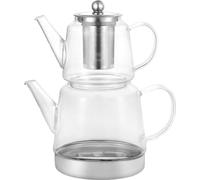 Schäfer Ensemble de théières en verre de haute qualité avec pied en acier inoxydable 600 ml / 1,5 litre Parfait pour tous les types de cuisinières