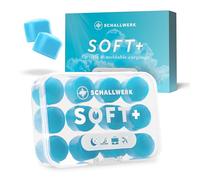 Schallwerk ® Soft+ 12 bouchon d'oreille en silicone - bouchons d'oreille souples pour le sommeil - suppression du bruit - casque anti bruit pour dormir (bleu clair, 12 pièces)
