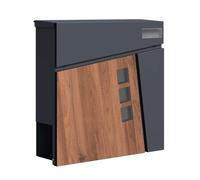 SCHARTEC® Boîte aux lettres murale en bois et anthracite avec compartiment à journaux moderne et grande