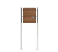 SCHARTEC SBS-SPB-5 Boîte aux lettres sur pied, design en bois foncé, avec compartiment à journaux, debout (acier inoxydable/aspect bois)