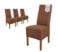 SCHEFFLER-Home Housse de Chaise en Flanelle élastique « Luna-Long » / Lot de 4 / Marron/Housses de Chaise pour chaises de balançoire/Housse Extensible