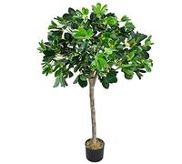 Schefflera Plante Arbre Artificielle Artificiel Plastique 120cm Domaine Interne avec Bois Véritable Decovego