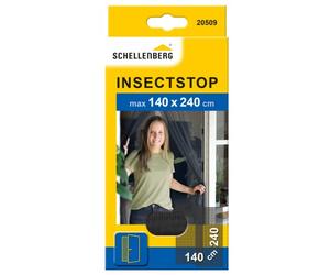 Schellenberg 20509 Rideau moustiquaire amovible pour porte, recoupable aux dimensions souhaitées, sans perçage, avec auto-aggripant de fixation, 140 x 240 cm Anthracite