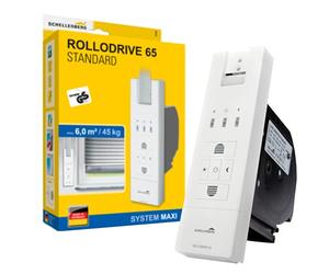 Schellenberg 22726 RolloDrive 65 Standard Enrouleur de sangle de volet roulant électrique, jusqu'à 6 m², largeur de sangle de 23 mm, Force de traction 45 Kg, avec minuterie automatique, Blanc