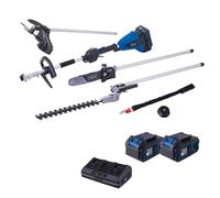 Scheppach Appareil multifonction 4 en 1 sans fil BC-MFH400-X - Sans balais - Débroussailleuse - Taille-haies - Série IXES 20 V - Avec 2 batteries 4 Ah et chargeur