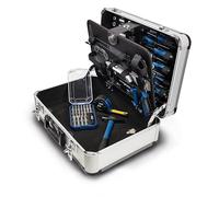 Scheppach TB150 Mallette à outils en aluminium remplie 101 pces Set d'outils | Clé, marteau, pince, tournevis | pour atelier & ménage