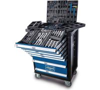 Scheppach Chariot d'atelier TW1100 Chariot d'outillage Coffre à outils avec 4 roulettes | 7 tiroirs - 70 pcs. inclus. Set d'outils | verrouillable et mobile