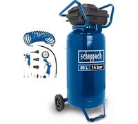 Scheppach Compresseur à air vertical HC85V | 14 Bar | 80L + 13accessoires | Sans huile & peu d'entretien |1600W| Admission d'air 330 L/min | 2 raccords rapides & 2 manomètres |Transport facile