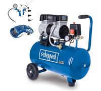 Scheppach Compresseur d’air HC26Si | Cuve 24L Avec 14 accessoires inclus | Compresseur à air ultra silencieux | 8 bars | 230 V | Capacité d’aspiration 162 L/min | Sans huile & Peu d'entretien