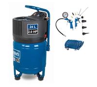 Scheppach Compresseur d’air vertical HC24V - tuyau 10 m +13 accessoires | 1500 W - Cuve de 24 L - pression 10 bar - Puissance d’aspiration 180 L/min - Sans huile - Manomètre