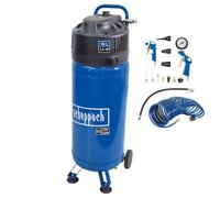 Scheppach Compresseur d'air HC51V - 1500W - 10 bar - 220 L/min - cuve 50L - sans huile - Tuyau 10 m + 13 accessoires inclus