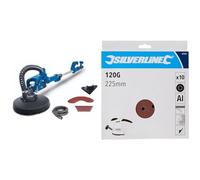 SCHEPPACH DS930 Ponceuses de Murs et Plafond, Équipée de Têtes de Ponçage Interchangeables & Silverline 273151 Lot de 10 Disques abrasifs perforés auto-agrippant 225 mm Grain 120