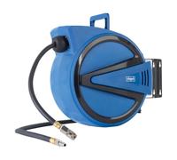 Scheppach Enrouleur de tuyau d'air comprimé - 15 m - Pression 5 bar | Diamètre intérieur : 9,3 mm - Diamètre intérieur : 15,3 mm - Orientable à 180 ° - Portable - Avec arrêt automatique