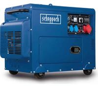 Scheppach Générateur diesel SG5200D | Démarrage électrique | 7,7CV | 5000W | 2x 230V 1x 400V | Réservoir 16L | Système AVR | Générateur d'électricité y compris dispositif de déplacement